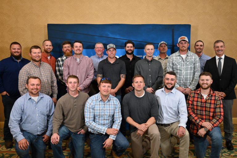 Graduating members of the 2023 HEATS Lineman class pose at the ceremony in French Lick.