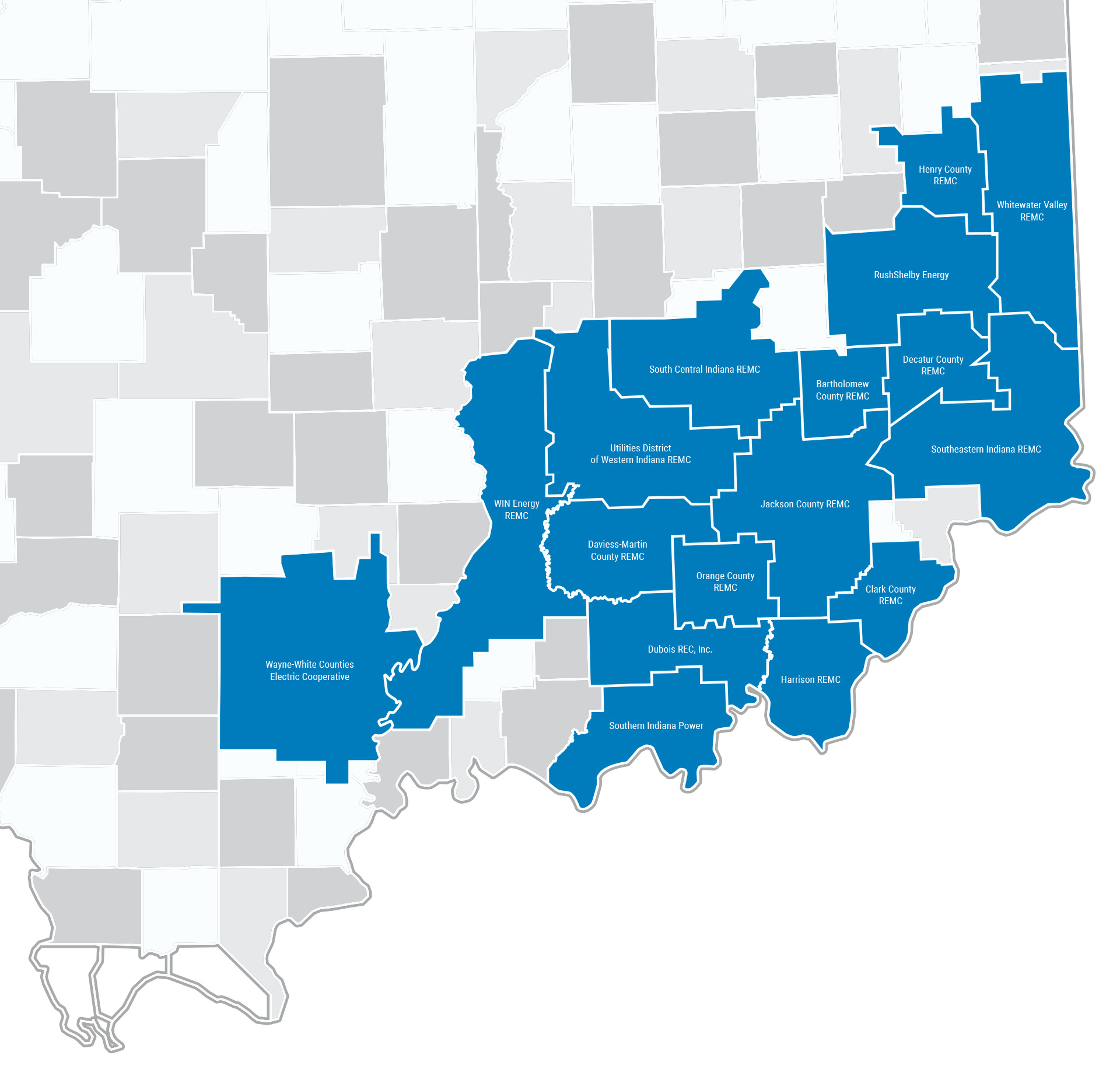 Map of Counties Hoosier Energy Serves